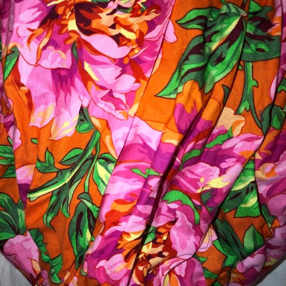 Hand Crafted pink orange Tropical SUMMER Floral cotton hobo bag - Picture 3 of 7